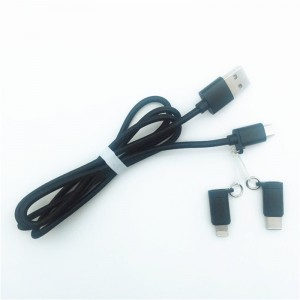 KPS-1002CB 3in1 Kiváló minőségű 1M 2a OD3.5MM nylon fonott töltő USB-kábel